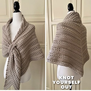 Gathered Shawl Wrap Crochet PATTERN, Prayer Shawl Triangle Easy, Triangle Shawl, Easy Shawl for Women Oh-So-Pretty-Easy Triangle Shawl image 1