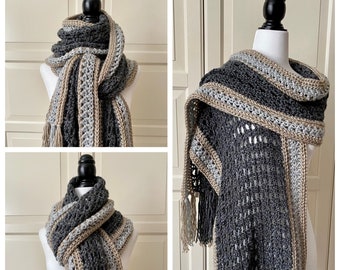 Easy Crochet Scarf Shawl Pattern for Women, Easy Winter Scarf Shawl Crochet Pattern, Easy Scarf, Easy Shawl *EASY-PLEASER SCARF Shawl*