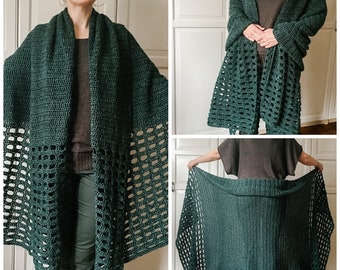 EASY Crochet Wrap PATTERN, Easy Shawl Pattern, Blanket Wrap, Crochet Cape, Boho Crochet, Blanket Shawl, Shrug, Garment, Crochet Top, DIY