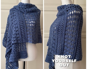 Easy Shawl Wrap Crochet PATTERN, Summer Crochet Wrap Shawl, How to Crochet Shawl PDF, Easy Crochet Pattern Women,  *Blue-Easy Wrap Shawl*