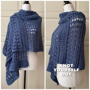 Easy Shawl Wrap Crochet PATTERN, Summer Crochet Wrap Shawl, How to Crochet Shawl PDF, Easy Crochet Pattern Women,  *Blue-Easy Wrap Shawl*