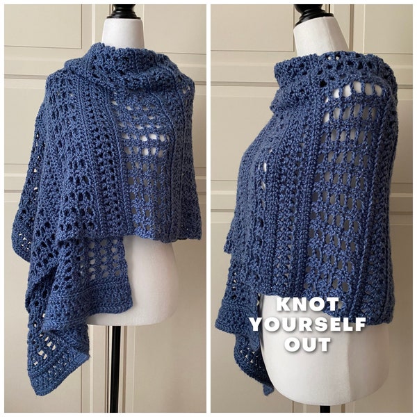 Easy Shawl Wrap Crochet PATTERN, Summer Crochet Wrap Shawl, How to Crochet Shawl PDF, Easy Crochet Pattern Women,  *Blue-Easy Wrap Shawl*