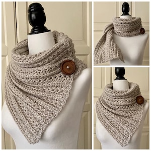 Easy Button Scarf Crochet PATTERN, Boho Crochet, Womens Scarf PDF Cowl ...