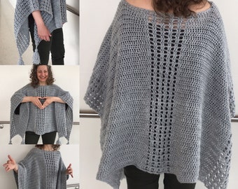 MOTIF de crochet de poncho facile, motif de crochet de châle enveloppant facile, enveloppement de poncho au crochet, motif de crochet facile pour les femmes * Mon poncho facile à emporter *