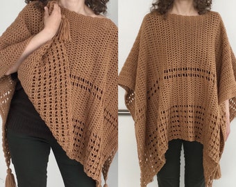 Easy Crochet Poncho PATTERN, Boho Wrap Shawl Crochet Pattern Easy, Blanket Wrap, Easy Crochet Shawl PDF DIY *Sew-Easy Two Rectangle Poncho*