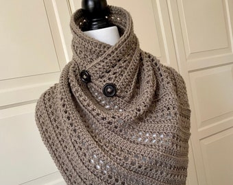 Easy Scarf Cowl Crochet PATTERN Buttons, Confident Beginner Pattern, Warm Scarf Crochet Pattern Easy for Women *Holey-Craft Easy Cowl-Scarf*