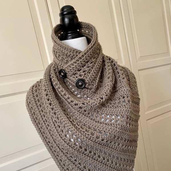 Easy Scarf Cowl Crochet PATTERN Buttons, Confident Beginner Pattern, Warm Scarf Crochet Pattern Easy for Women *Holey-Craft Easy Cowl-Scarf*