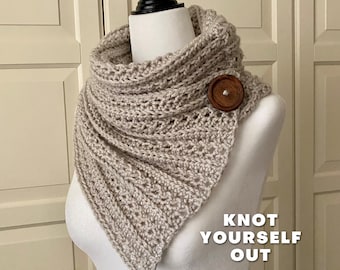 Easy Button Scarf Crochet PATTERN, Boho Crochet, Womens Scarf PDF Cowl Pattern, Easy Scarf for Women, DIY *Cute-N-Easy Buttoned Cowl-Scarf*