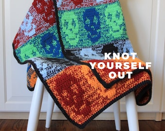 MODELLO ALL'UNCINETTO Coperta/lancio con teschio, modello di coperta con teschio all'uncinetto, PDF, coperta all'uncinetto per ragazzi, coperta all'uncinetto, coperta di Halloween