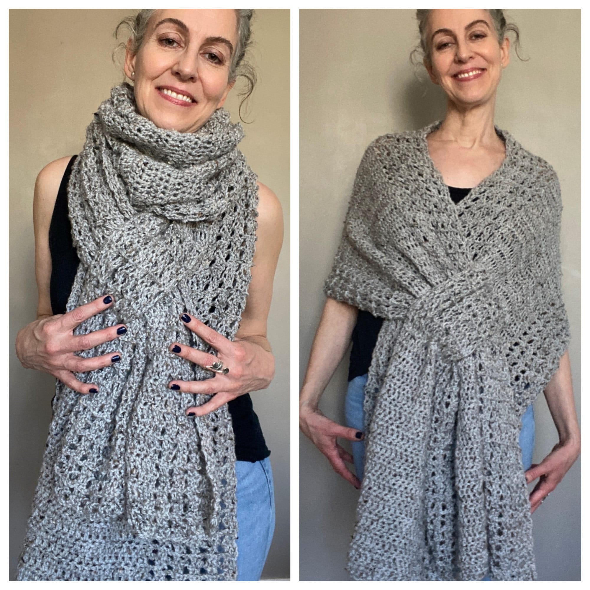 Shawl Wrap Crochet Scarf Pattern GORGEOUS GATHERED WRAP, Easy Womens ...