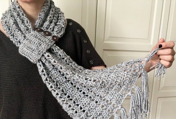 Easy Crochet Scarf Pattern With Buttons Crochet Scarf Pattern Crochet Scarf With Buttons Crochet Pattern Easy Scarf Patterns For Women
