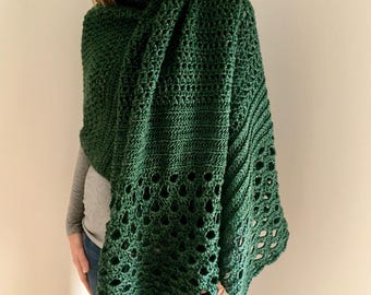 Grand-In-Green Wrap Crochet Pattern PDF | Intermediate Womens Shawl Wrap | Knot Yourself Out