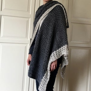 Virkat Ruana-MÖNSTER, Virkat omslagsmönster, Boho-virkmönster, Filtklädsel, Axelbyxa, Sjal, Kofta, Topp, Plagg, Virkning för kvinnor bild 6