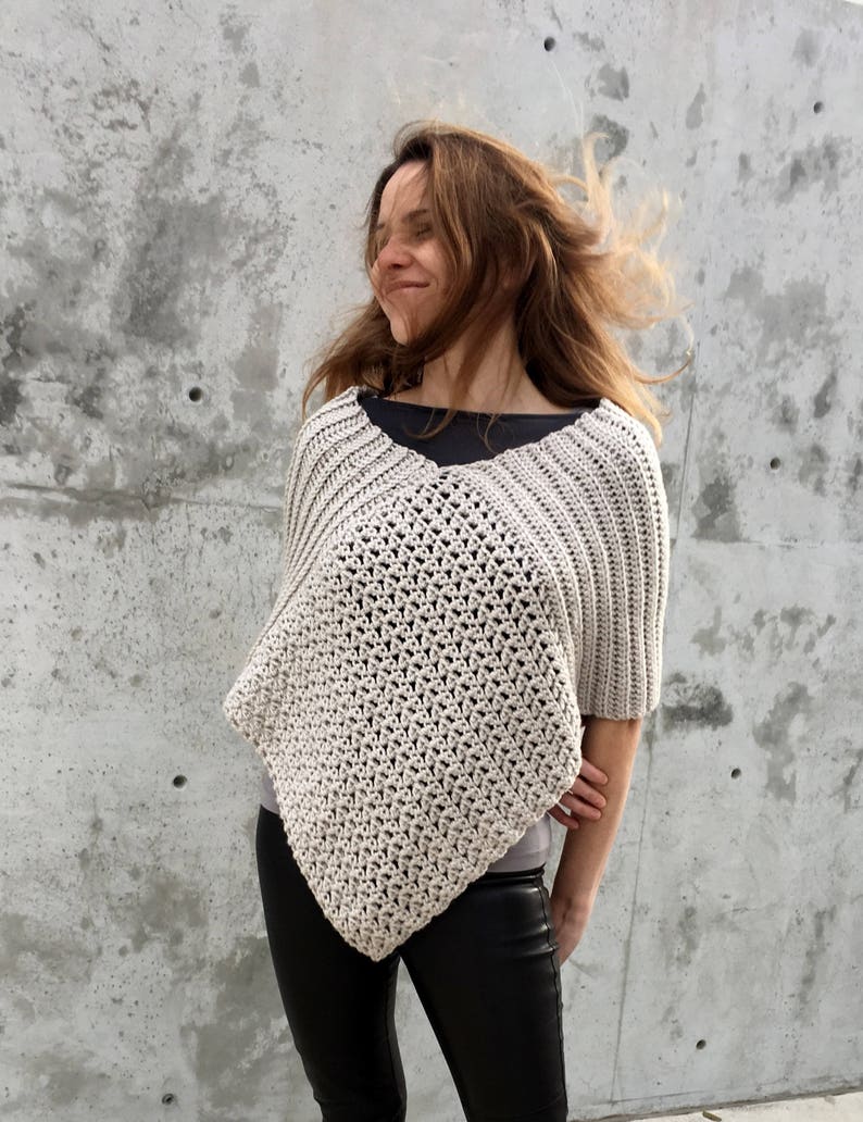 Crochet Poncho PATTERN, Crochet Wrap Pattern, Crochet Sweater Pattern, Crochet Top, Long in the Front and Short in the Back, PDF, DIY image 3