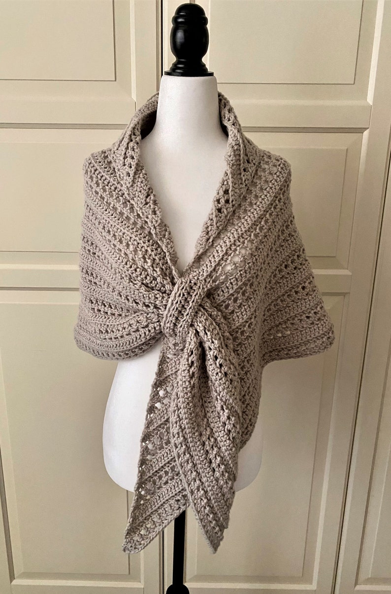 Gathered Shawl Wrap Crochet PATTERN, Prayer Shawl Triangle Easy, Triangle Shawl, Easy Shawl for Women Oh-So-Pretty-Easy Triangle Shawl image 3