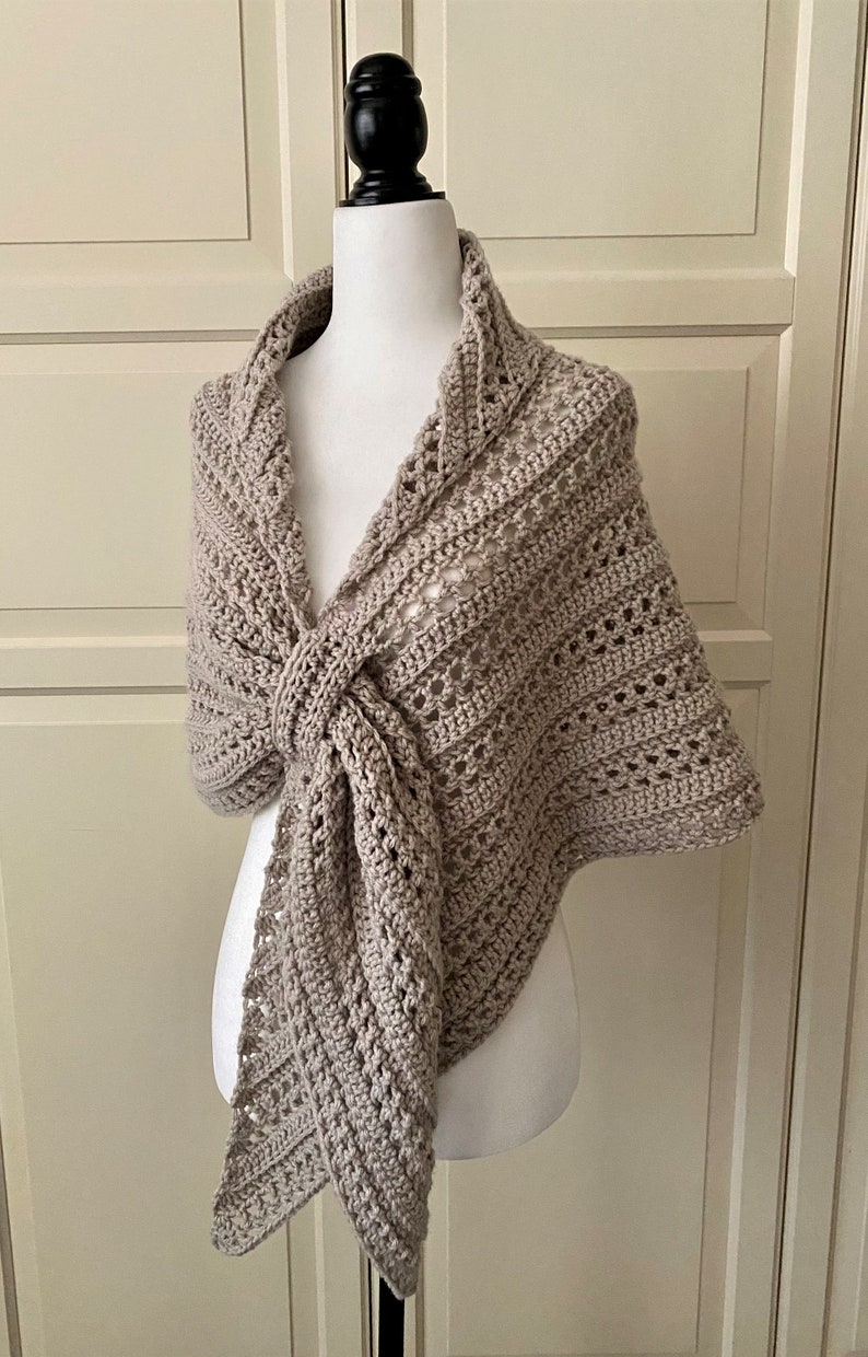 Gathered Shawl Wrap Crochet PATTERN, Prayer Shawl Triangle Easy, Triangle Shawl, Easy Shawl for Women Oh-So-Pretty-Easy Triangle Shawl image 7