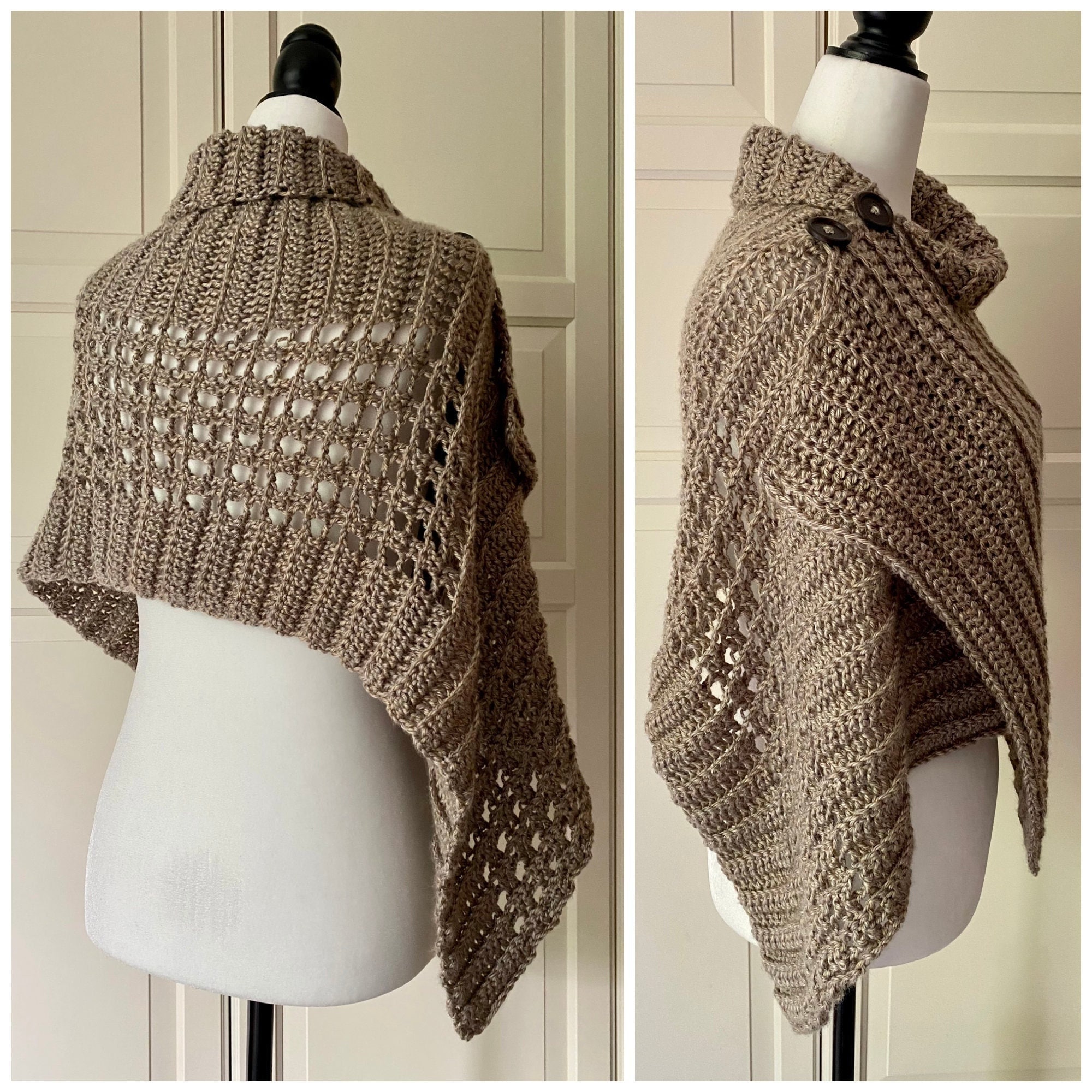 Beginner Button Shawl Button Wrap Crochet Pattern, Easy Crochet Button ...