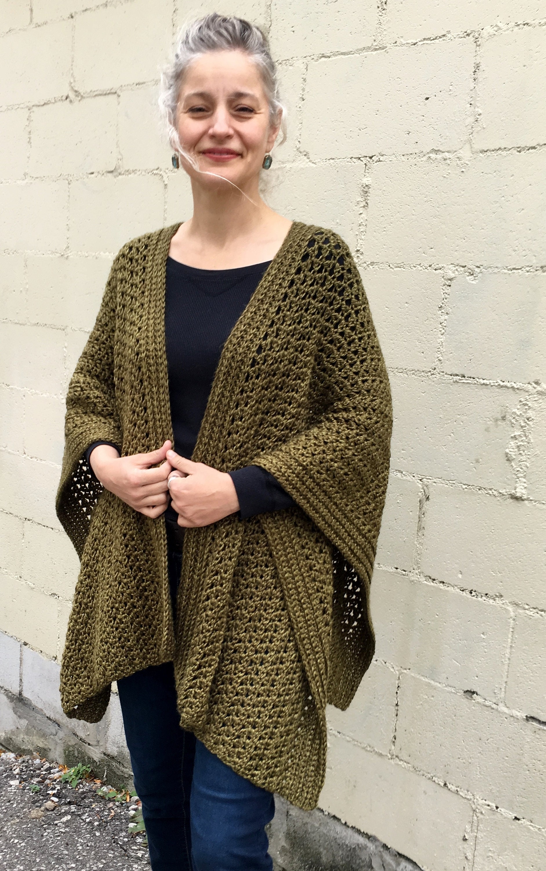 Crochet PATTERN Ruana, Large Crochet Wrap, Crochet Ruana Pattern ...