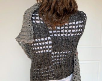 Easy Crochet Shawl Wrap Pattern, Easy Crochet Scarf Pattern For Women, Crochet Wrap Shawl Pattern Digital Download, *Checkerboard Wrap Shawl