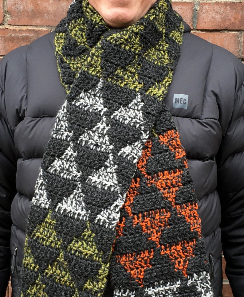 CROCHET PATTERN Mens Scarf, Crochet Scarf Pattern, Mens Crochet Scarf Pattern, Crochet Scarves for Men, Mens Crochet Patterns, Mens Crochet image 2