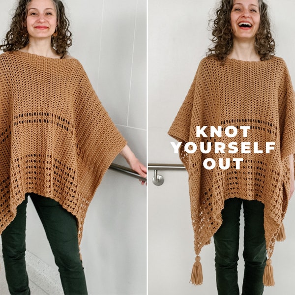 Easy Crochet Poncho PATTERN, Boho Wrap Shawl Crochet Pattern Easy, Blanket Wrap, Easy Crochet Shawl PDF DIY *Sew-Easy Two Rectangle Poncho*