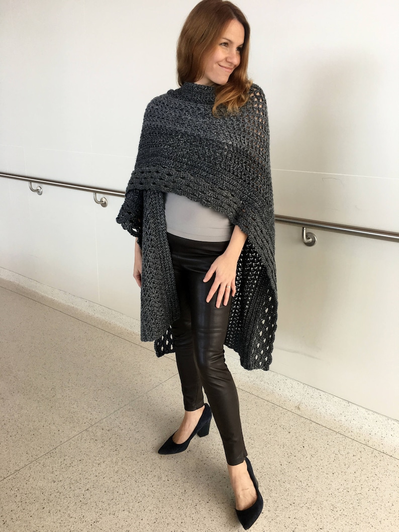 Crochet Poncho PATTERN, Crochet Cape Pattern, Crochet Ruana Pattern, Wrap Pattern, Sweater Pattern, Big Shawl Pattern, Crochet Top, PDF, DIY image 2