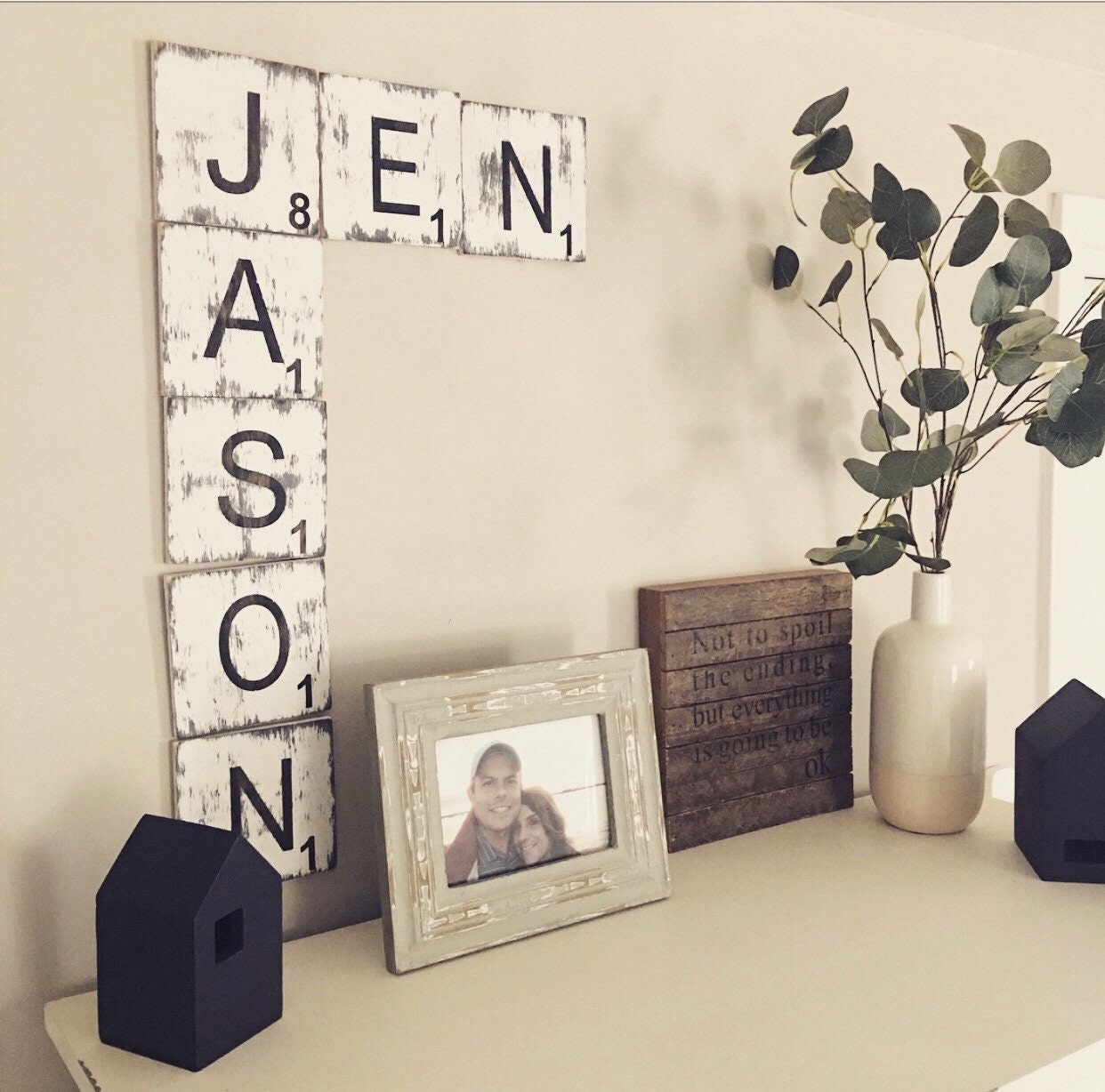 Farmhouse wall decorlarge scrabble wall tilesdistressed home decor handcrafted home decorgallery wallscrabble tiles wedding gift