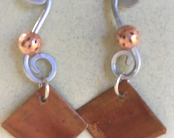 Copper and aluminum earrings