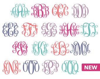SVG Monogram Font Vine Interlocking Monogram SVG, DXF, Studio3, eps, Personal Monogram Letters, Cut Files for Silhouette and Cricut Machines