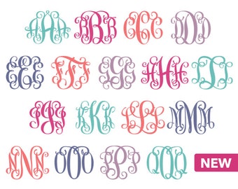 SVG Monogram Font Twisted Bine SVG, DXF, Studio3, Eps, Personal Monogram Letters, Cut Files for Silhouette and Cricut Machines