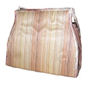 ESTEE LAUDER Vintage Satin Abend Handtasche Pfirsich Gestreift