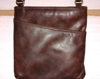 Brown Vintage Leather Cross Body Handbag 1980s