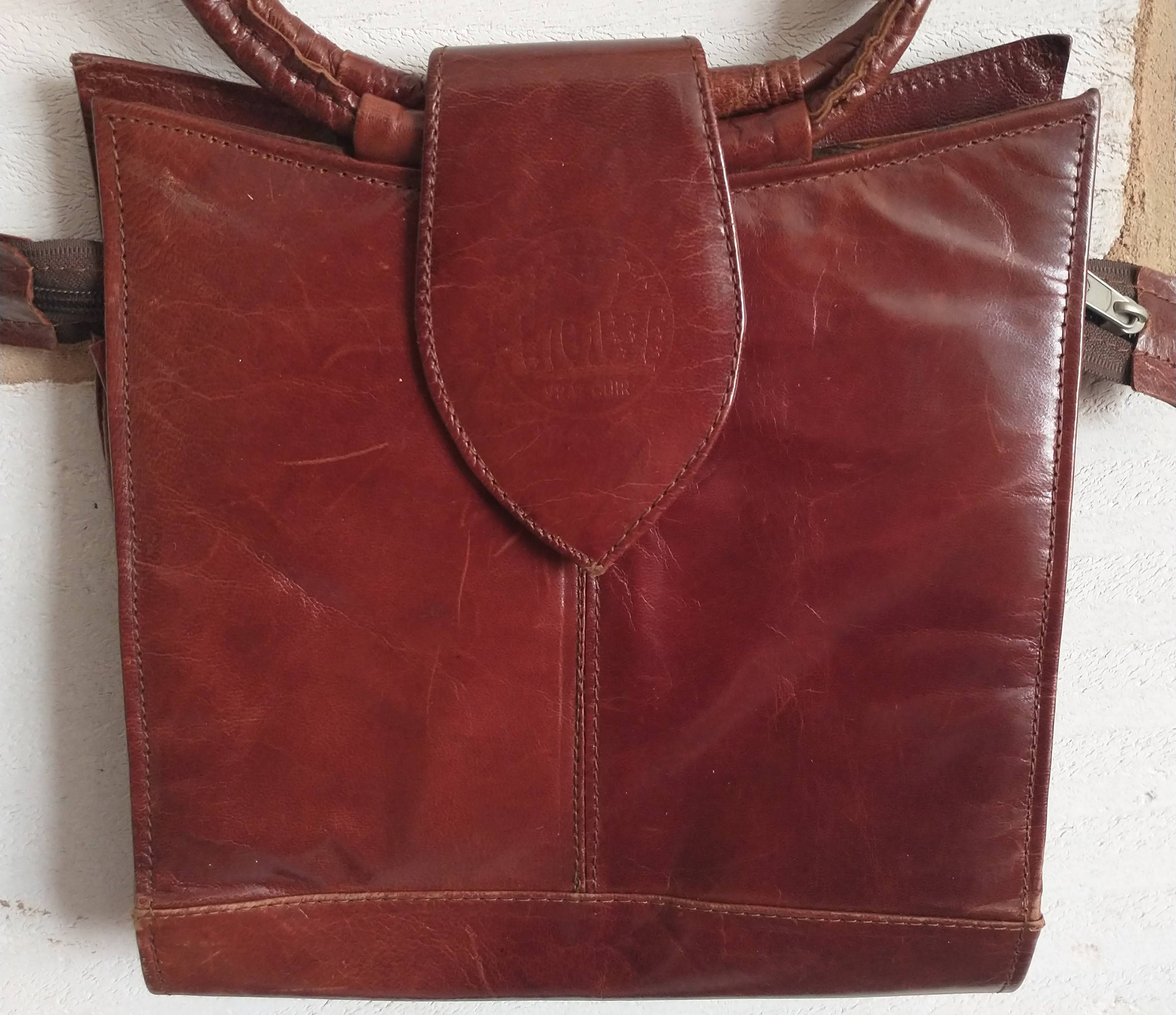 Vtg Maria Carla Italian Style Leather Bag 90s Crossbody Shoulder Purse Red