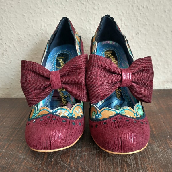 Red IRREGULAR CHOICE Shoes with Bow RARE "Raven' Size UK3