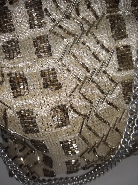 Vintage Pale Gold Sequin Evening Bag 1970s - image 3