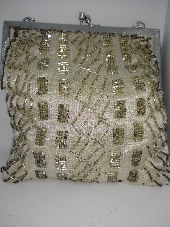 Vintage Pale Gold Sequin Evening Bag 1970s - image 4