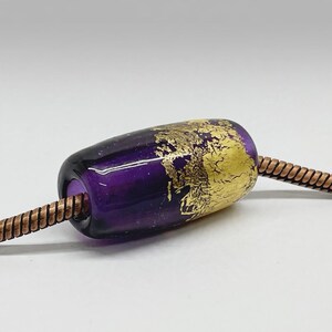 22K Gold Murano Glass Lampwork Beads: Handmade Big Hole Beads — Purple