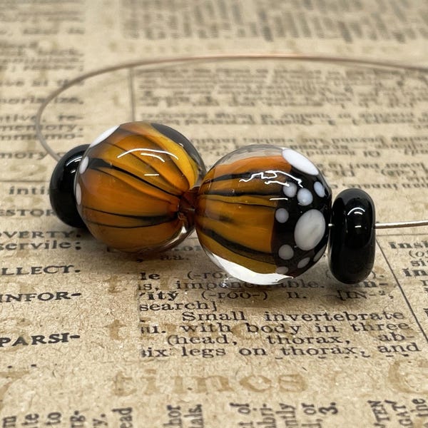 Murano Glass Butterfly Lampwork Beads: Handmade Jewelry Supplies, OOAK 4 Pcs