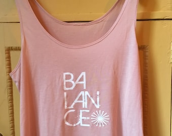 Womens Balance, Gym Tank, Fitness Top, Yoga Top, Dance Tank, Flowy Side Slit Tank Pale Pink by Sloganfit