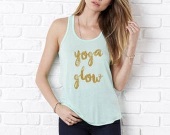 Women's Yoga Glow Rouched Tank, Gym Tank, Fitness Top, Running Vest, Yoga Tank, Pale Green by Sloganfit
