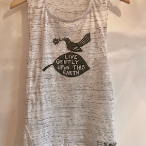Special Live Gently Upon The Earth Flowy Scoop Muscle Fitness Gym Vest, Workout Tank, Training Top Marble White by Sloganfit
