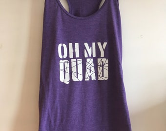 Oh My Quad tri-blend Racerback Tank, Fitness Top, Gym Vest, Workout, Purple by Sloganfit