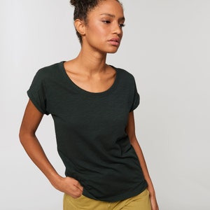 Women's Roll-Sleeve Slub Tee, T-shirt, Loungewear image 5