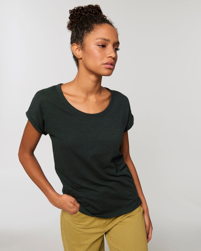 Women's Roll-Sleeve Slub Tee, T-shirt, Loungewear image 5