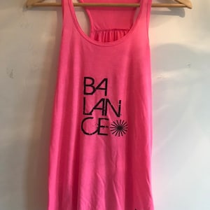 Women&#39;s Balance Rouched Tank, Gym Tank, Fitness Top, Running Vest, Yoga Tank, Neon Pink by Sloganfit