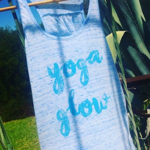 Women&#39;s Yoga Glow Rouched Tank, Gym Tank, Fitness Top, Running Vest, Yoga Tank, Blue Marble by Sloganfit