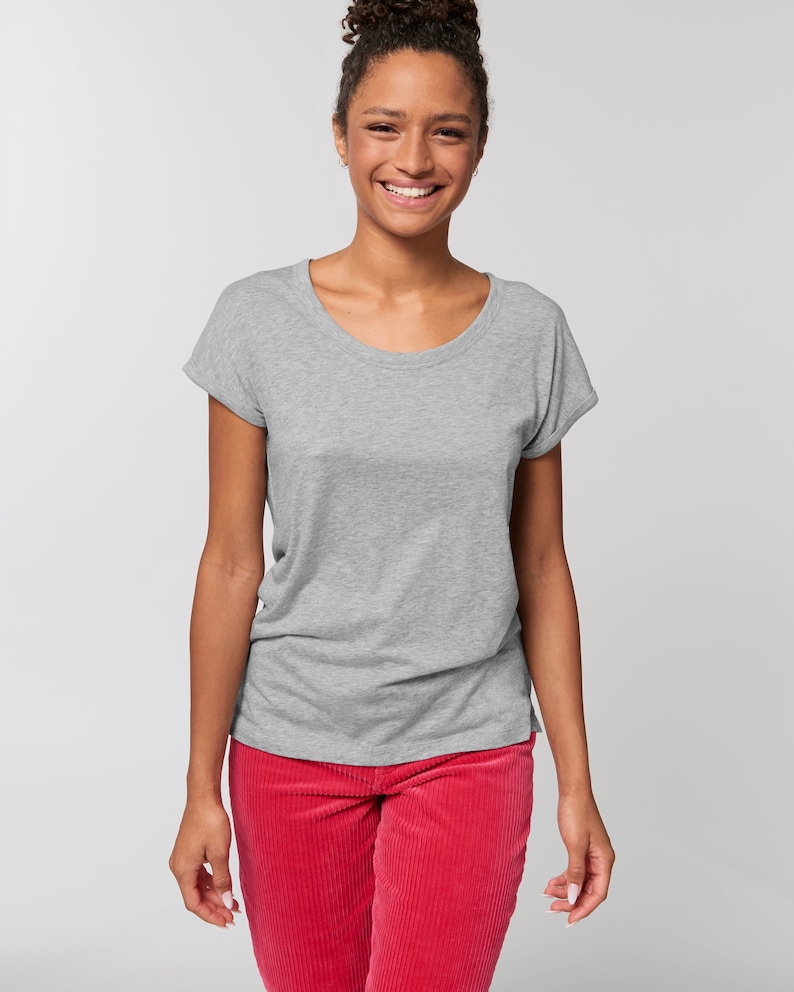 Women's Roll-Sleeve Slub Tee, T-shirt, Loungewear image 3