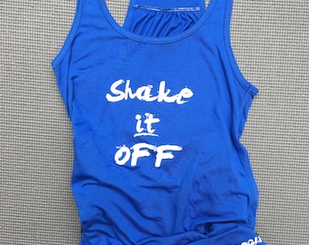 NEW Women's Rouched Tank, Shake it Off, Gym Tank, Fitness Top, Running Vest, Yoga Tank, Royal Blue by Sloganfit