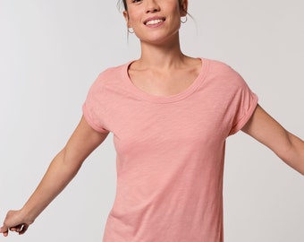 Women's Roll-Sleeve Slub Tee, T-shirt, Loungewear