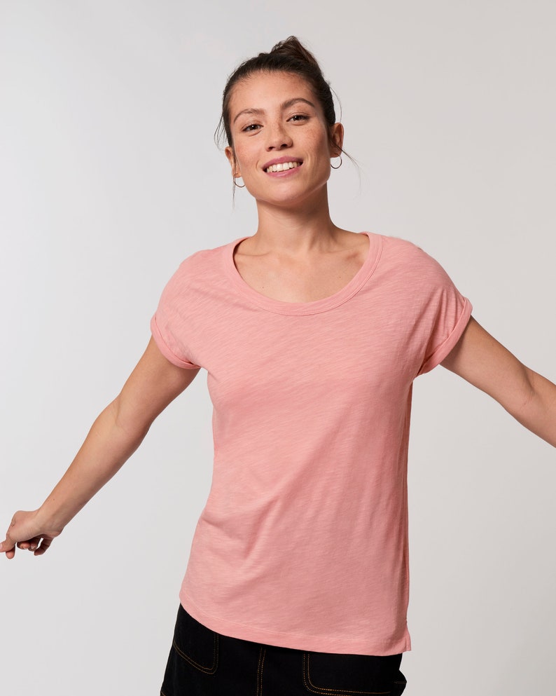 Women's Roll-Sleeve Slub Tee, T-shirt, Loungewear image 1